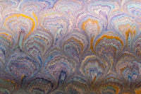 Peacock blue marbled paper