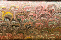 Green-red peacock marbled paper